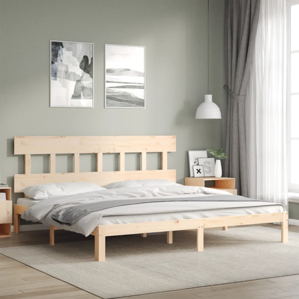Berkfield Bed Frame with Headboard 200x200 cm Solid Wood