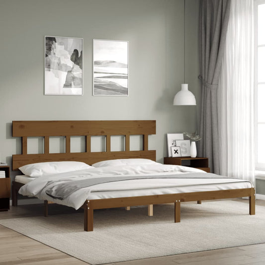 Berkfield Bed Frame with Headboard Honey Brown 200x200 cm Solid Wood