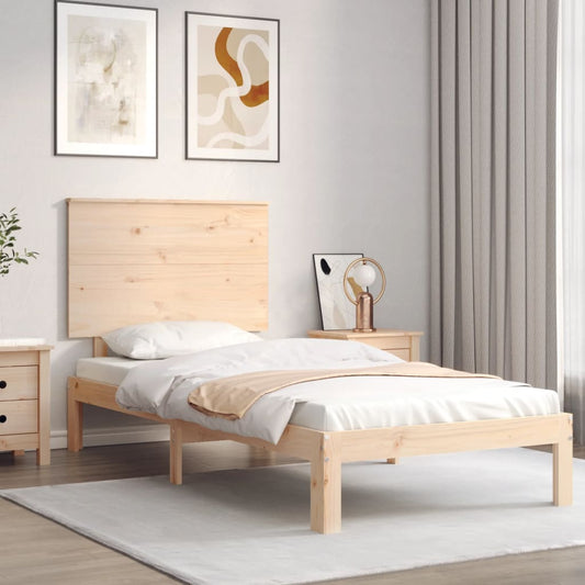 Berkfield Bed Frame with Headboard Small Single Solid Wood