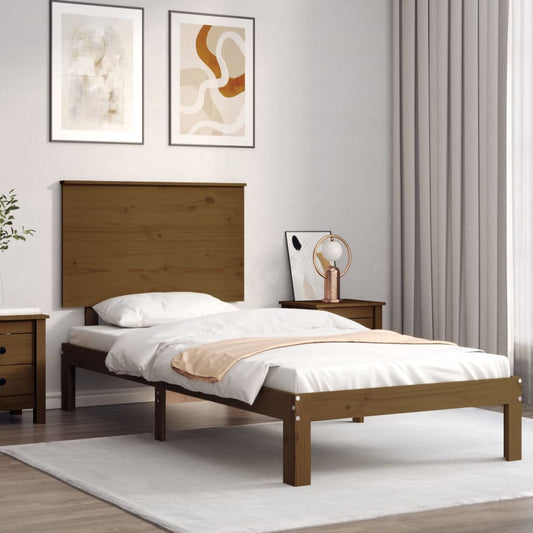 Berkfield Bed Frame with Headboard Honey Brown Small Single Solid Wood