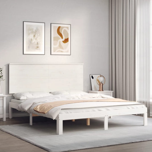 Berkfield Bed Frame with Headboard White 160x200 cm Solid Wood