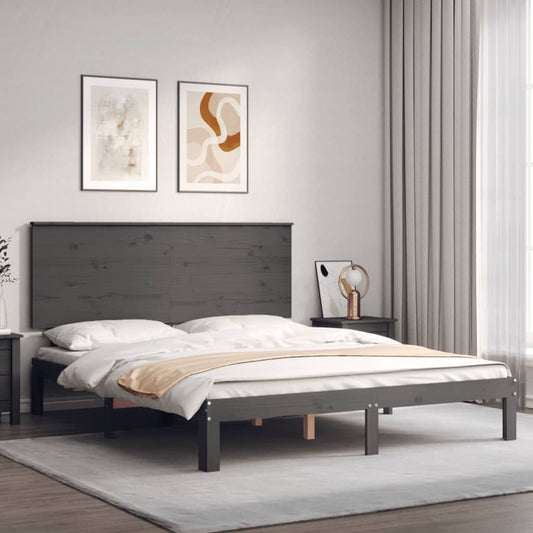 Berkfield Bed Frame with Headboard Grey 160x200 cm Solid Wood