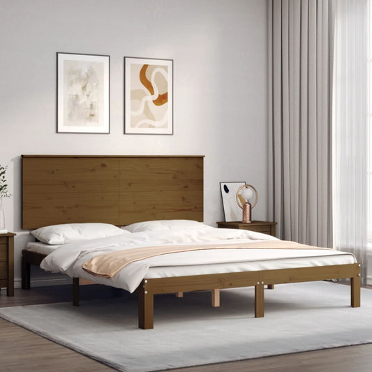 Berkfield Bed Frame with Headboard Honey Brown 160x200 cm Solid Wood