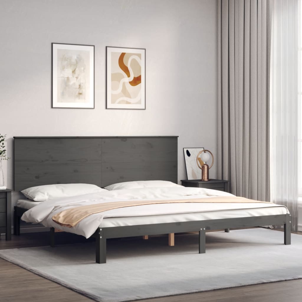 Berkfield Bed Frame with Headboard Grey 200x200 cm Solid Wood