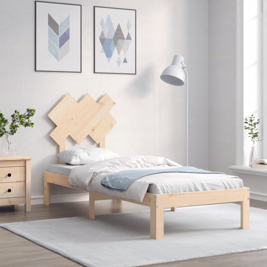 Berkfield Bed Frame with Headboard Small Single Solid Wood