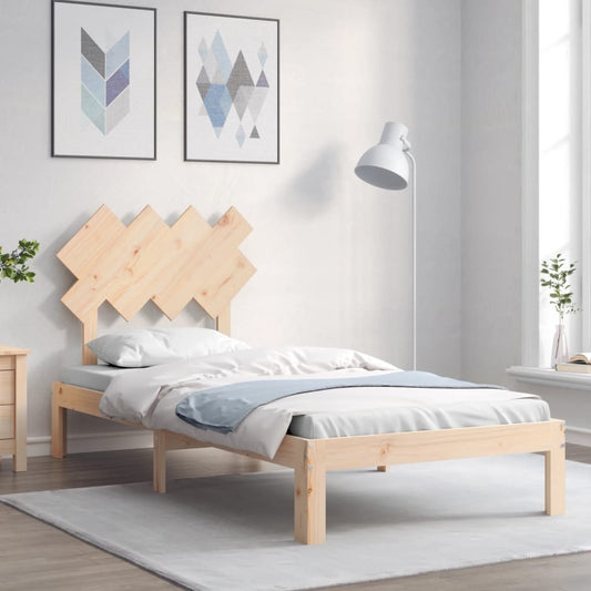 Berkfield Bed Frame with Headboard Single Solid Wood