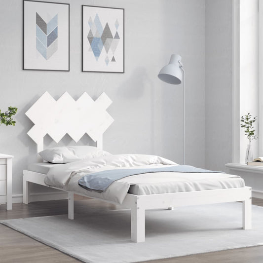 Berkfield Bed Frame with Headboard White Single Solid Wood