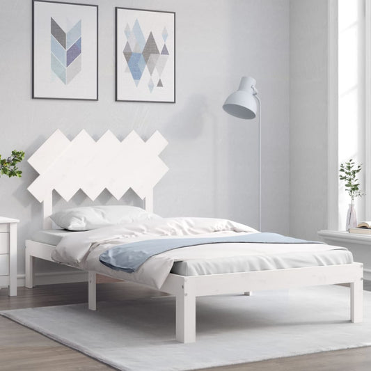 Berkfield Bed Frame with Headboard White 100x200 cm Solid Wood