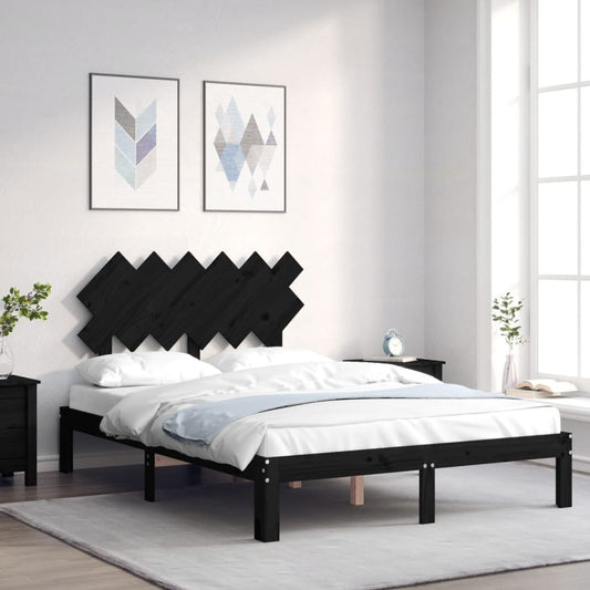 Berkfield Bed Frame with Headboard Black 120x200 cm Solid Wood