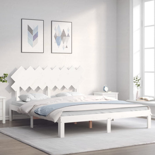 Berkfield Bed Frame with Headboard White 160x200 cm Solid Wood