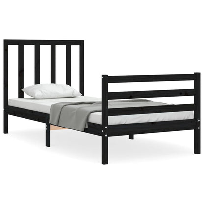 Berkfield Bed Frame with Headboard Black 100x200 cm Solid Wood