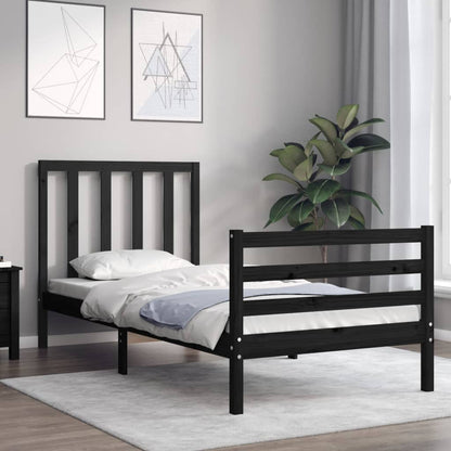 Berkfield Bed Frame with Headboard Black 100x200 cm Solid Wood