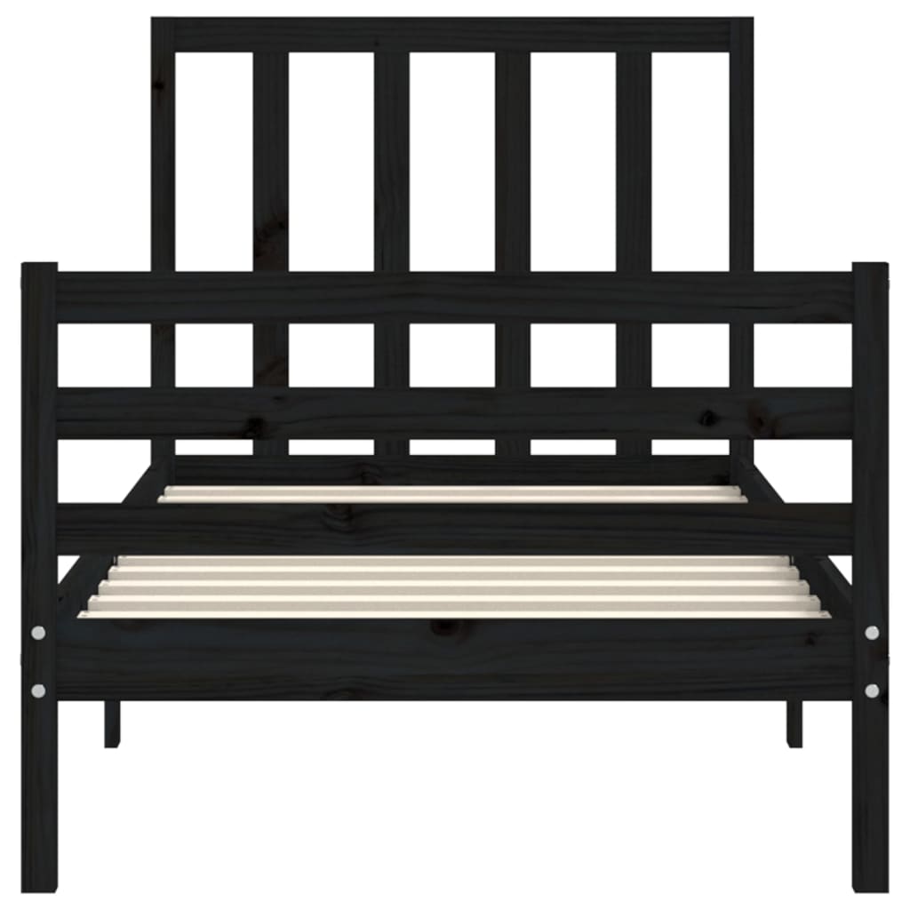 Berkfield Bed Frame with Headboard Black 100x200 cm Solid Wood