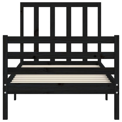 Berkfield Bed Frame with Headboard Black 100x200 cm Solid Wood