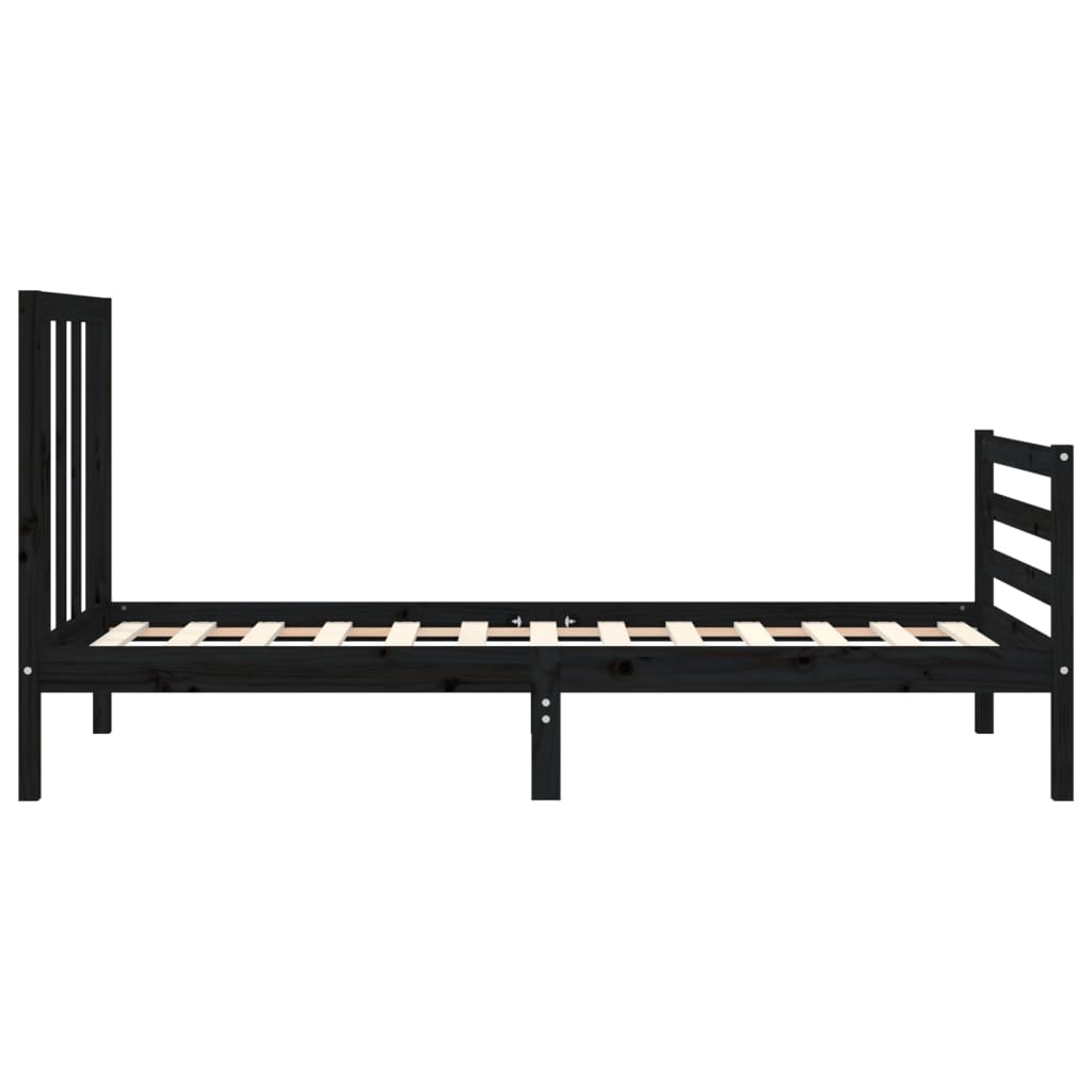 Berkfield Bed Frame with Headboard Black 100x200 cm Solid Wood