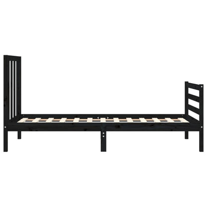 Berkfield Bed Frame with Headboard Black 100x200 cm Solid Wood