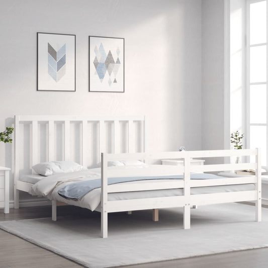 Berkfield Bed Frame with Headboard White 160x200 cm Solid Wood