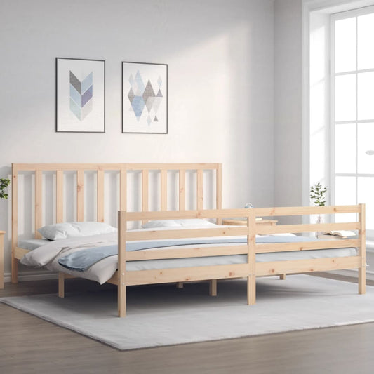 Berkfield Bed Frame with Headboard Super King Size Solid Wood