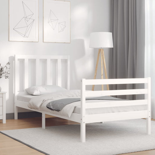 Berkfield Bed Frame with Headboard White 90x200 cm Solid Wood