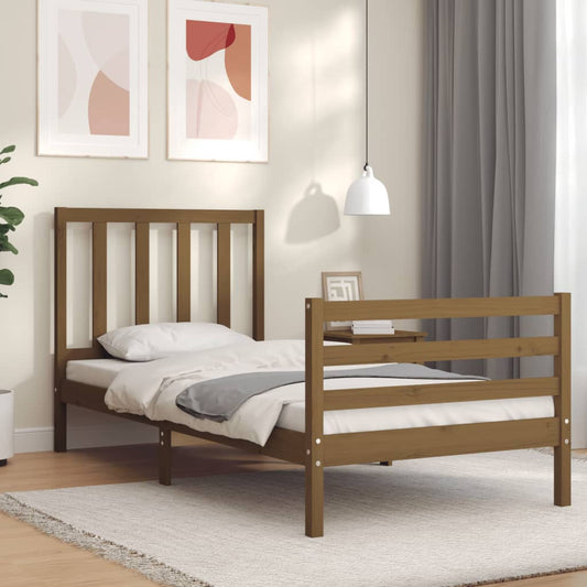 Berkfield Bed Frame with Headboard Honey Brown 100x200 cm Solid Wood
