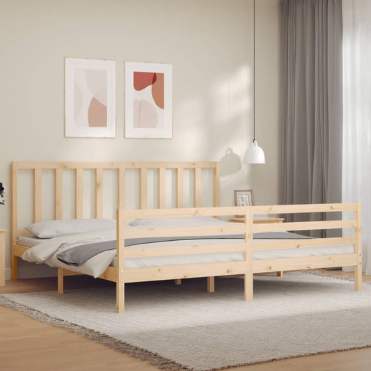 Berkfield Bed Frame with Headboard Super King Size Solid Wood