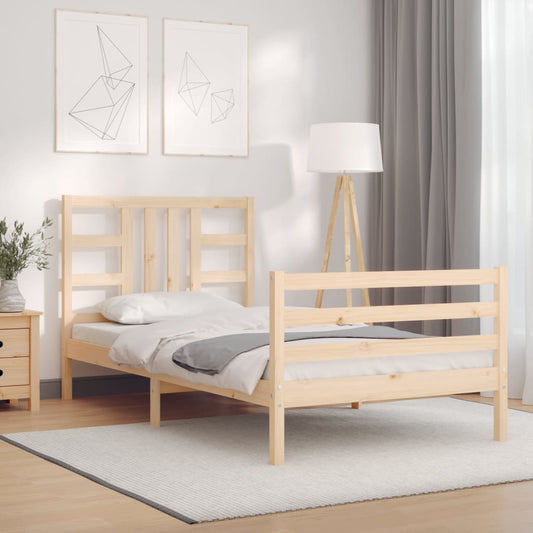 Berkfield Bed Frame with Headboard Single Solid Wood