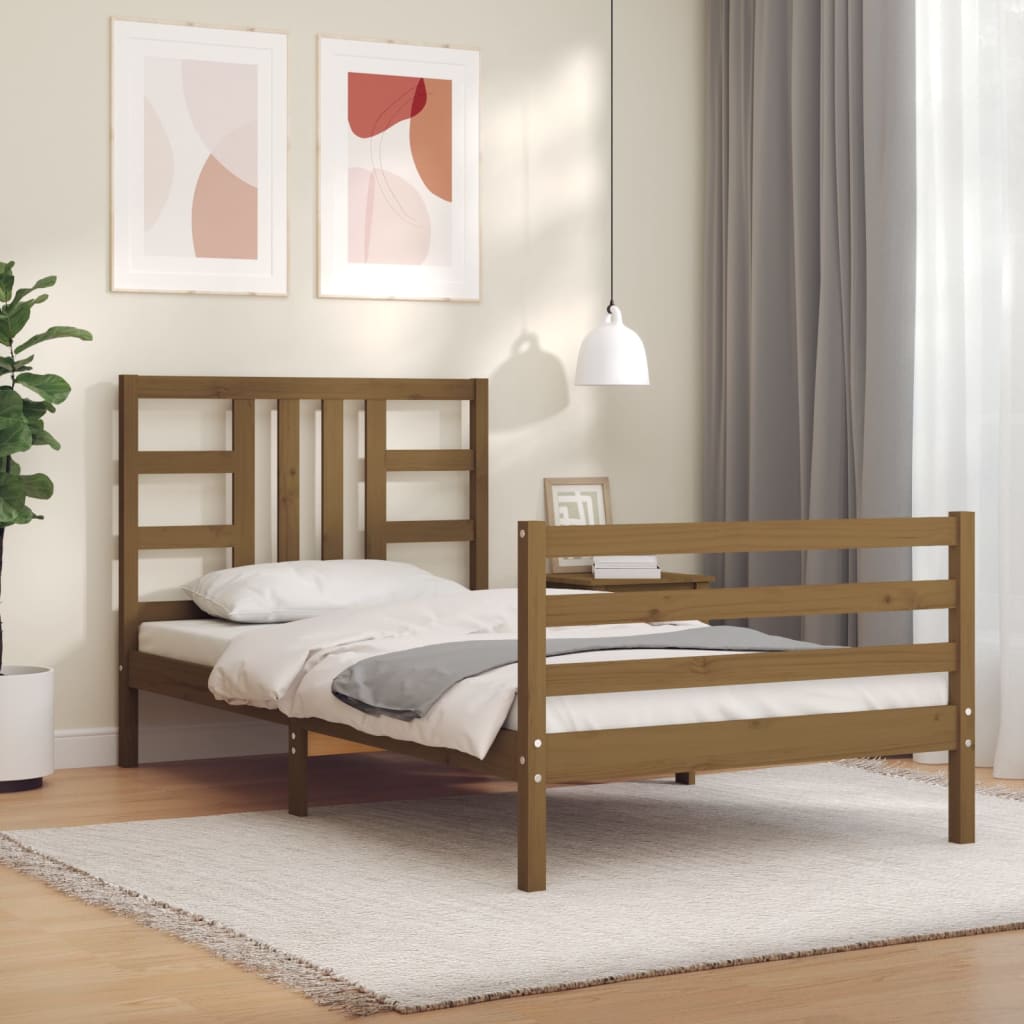 Berkfield Bed Frame with Headboard Honey Brown 100x200 cm Solid Wood