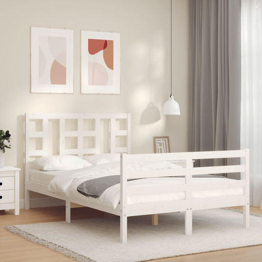 Berkfield Bed Frame with Headboard White 120x200 cm Solid Wood