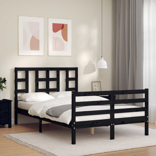 Berkfield Bed Frame with Headboard Black 120x200 cm Solid Wood