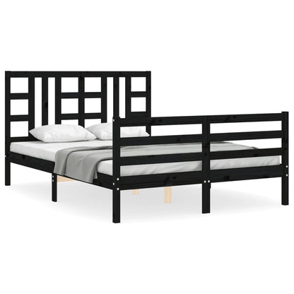 Berkfield Bed Frame with Headboard Black 140x200 cm Solid Wood