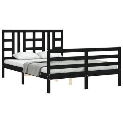 Berkfield Bed Frame with Headboard Black 140x200 cm Solid Wood
