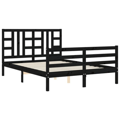 Berkfield Bed Frame with Headboard Black 140x200 cm Solid Wood