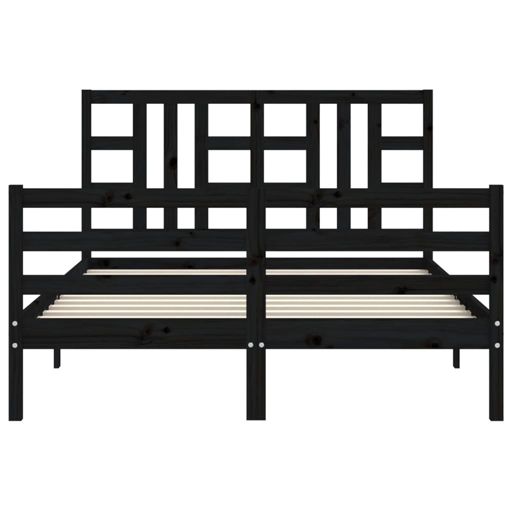 Berkfield Bed Frame with Headboard Black 140x200 cm Solid Wood