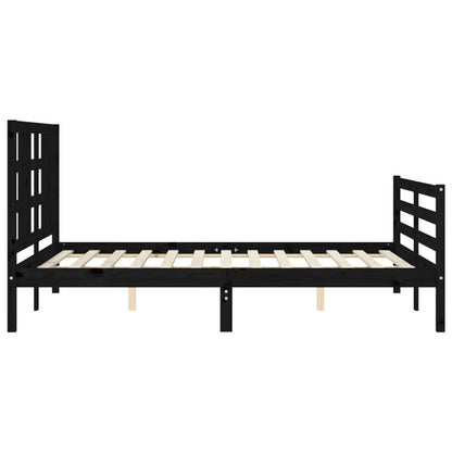 Berkfield Bed Frame with Headboard Black 140x200 cm Solid Wood