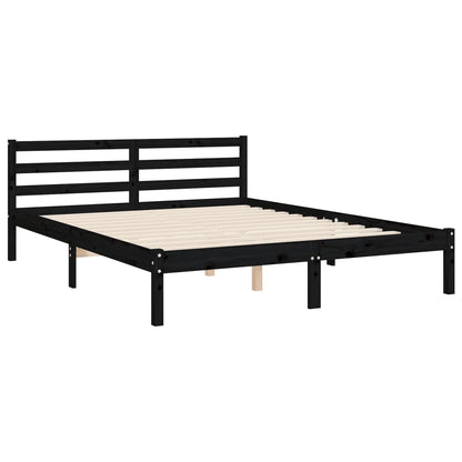 Berkfield Bed Frame with Headboard Black 140x200 cm Solid Wood