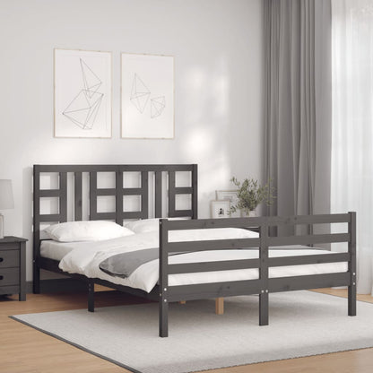 Berkfield Bed Frame with Headboard Grey 160x200 cm Solid Wood
