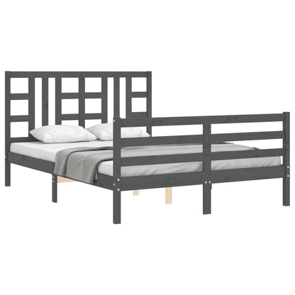 Berkfield Bed Frame with Headboard Grey 160x200 cm Solid Wood