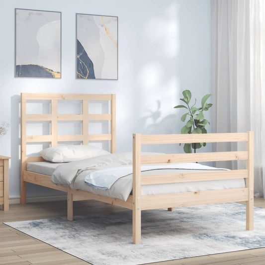 Berkfield Bed Frame with Headboard Single Solid Wood
