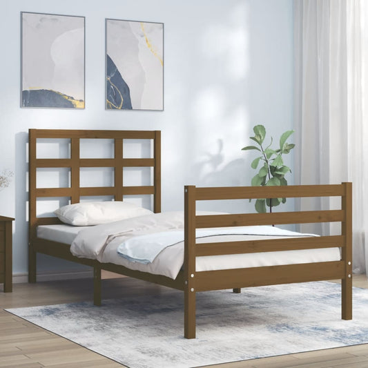 Berkfield Bed Frame with Headboard Honey Brown 100x200 cm Solid Wood