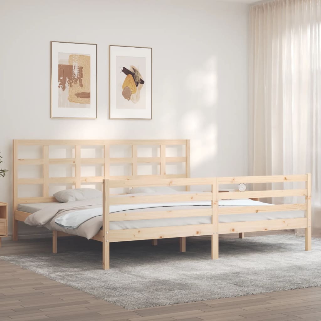 Berkfield Bed Frame with Headboard 200x200 cm Solid Wood