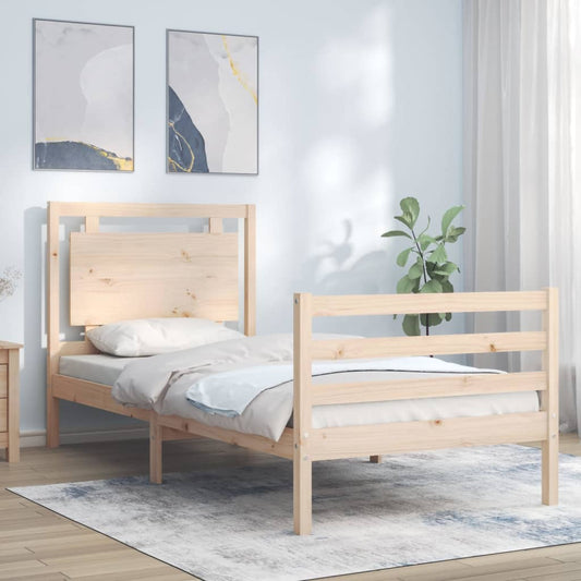 Berkfield Bed Frame with Headboard Single Solid Wood