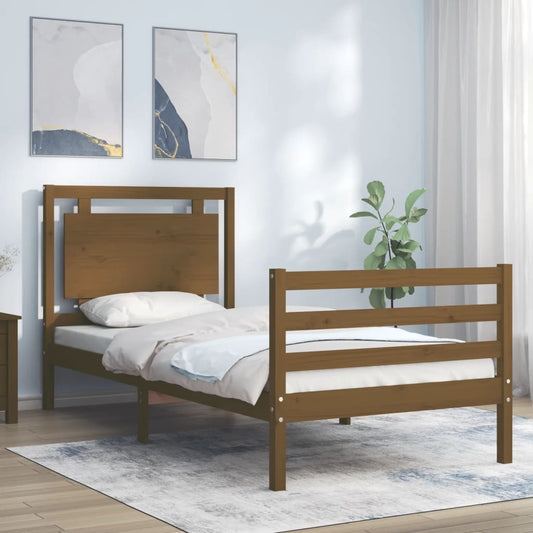 Berkfield Bed Frame with Headboard Honey Brown 100x200 cm Solid Wood