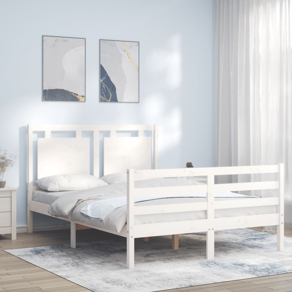 Berkfield Bed Frame with Headboard White 140x200 cm Solid Wood