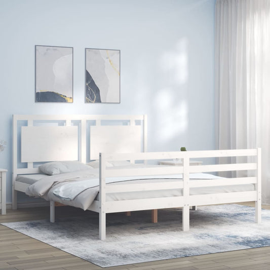 Berkfield Bed Frame with Headboard White 160x200 cm Solid Wood