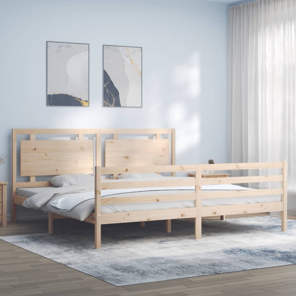 Berkfield Bed Frame with Headboard 200x200 cm Solid Wood