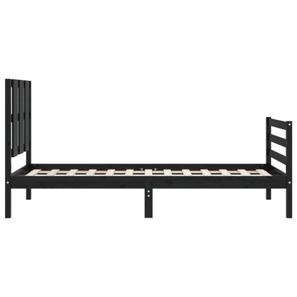 Berkfield Bed Frame with Headboard Black Single Solid Wood