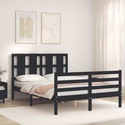 Berkfield Bed Frame with Headboard Black 140x190 cm Solid Wood