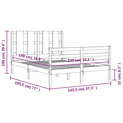 Berkfield Bed Frame with Headboard Black 140x190 cm Solid Wood