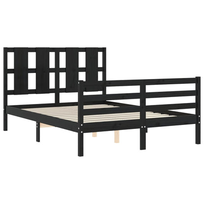 Berkfield Bed Frame with Headboard Black 140x190 cm Solid Wood