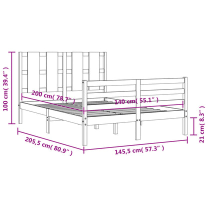 Berkfield Bed Frame with Headboard 140x200 cm Solid Wood